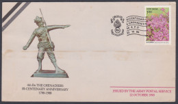 Inde India 1990 Army Cover 4 Grenadiers, Army, Military, Militaria, Soldier, Statue, Pictorial Postmark - Brieven En Documenten