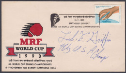 Inde India 1990 Special Autograph Cover Eric Griffin, USA, Boxer, World Cup, Sport, Sports, Boxing, Pictorial Postmark - Storia Postale