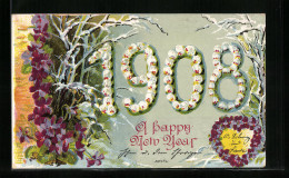 Präge-AK Happy New Year 1908  - Sonstige & Ohne Zuordnung