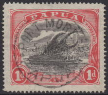 PAPUA NEW GUINEA 1916-31 " 1d BLACK AND CARMINE RED LAKATOI  " STAMP  WMK SIDEWAYS SG.94 VFU. - Papoea-Nieuw-Guinea