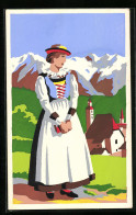 Künstler-AK Mädchen Beim Kirchgang In Tiroler Tracht  - Zonder Classificatie