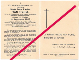 Merksem. Van Tichel Maria Lucia. °1882 - †1961. Beldé, Van Tichel, Brueren, Jennes. Ekeren - Décès
