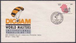 Inde India 1992 Special Cover Digjam World Masters, International Paragliding, Sport, Sports, Glider, Pictorial Postmark - Brieven En Documenten