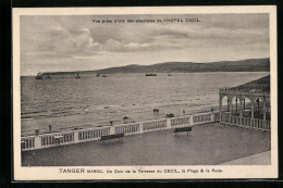 CPA Tanger, L`Hotel Cecil, Un Coin De La Terrasse Du Cecil, La Plage & La Rade  - Tanger