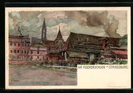 Künstler-AK Franz Xaver Hoch: Strassburg, Am Fischerstaden  - Other & Unclassified