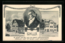 Künstler-AK Weimar, Schillers Geburtshaus In Marbach, Schillers Wohnhaus Zu Weimar  - Writers