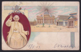 Lithographie Rom, Dom Mit Petersplatz, Papst Leo XIII.  - Papi