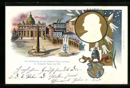 Präge-AK Rom, Petersdom Mit Petersplatz, Konterfei Papst Leo XIII.  - Papi