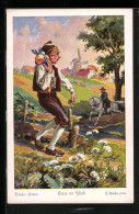 Künstler-AK Sign. G. Hinke: Brüder Grimm - Hans Im Glück  - Fairy Tales, Popular Stories & Legends