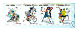 (LOT385) Colombia Strip Of 4 Stamps, London Games 2012. XF MNH - Colombia