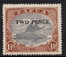 PAPUA NEW GUINEA 1931 SURCH " 2d ON 1.1/2d BRIGHT BLUE AND BRIGHT BROWN  LAKATOI  " STAMP  SG.122 MNH. - Papúa Nueva Guinea