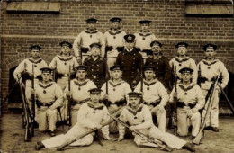 Photo RPPC Postcard German Sailors In Uniform,Rifles,Crew Of SMS Yorck, Imperial NAVY - Regimenten