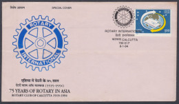 Inde India 1994 Special Cover Rotary International Club, Social Work, Pictorial Postmark - Cartas & Documentos