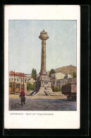 Künstler-AK Damaskus, Markt Mit Telegrafensäule  - Syrië