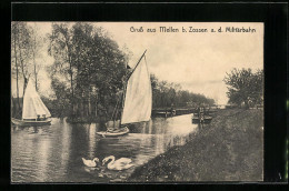 AK Mellen B. Zossen, Segelboote Und Schwäne  - Zossen