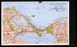 AK Anklam, Landkarte Mit Stettiner Haff, Wanderkarte Von Usedom Und Wollin  - Cartes Géographiques