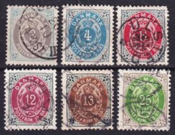 1875. Denmark. Standards. Used. Mi. Nr. 22-23, 25-27, 29 - Used Stamps