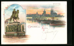 Lithographie Köln, Denkmal Friedrich Wilhelm III., Panorama  - Koeln