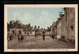 CPA Ruille-sur-Loir, La Place De La Poste Et Le Monument Aux Morts  - Autres & Non Classés