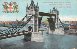 R103478 Tower Bridge. From South. London. Showing Tower Of London And Custom Hou - Andere & Zonder Classificatie