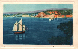 (RECTO / VERSO) NICE - N° 128 - ENTREE DU PORT AVEC VOILIER ET VUE GENERALE - CPA COULEUR - Navigazione – Porto