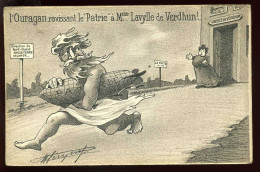 55 - VERDUN - L'OURAGAN RAVISSANT LE PATRIE A MME LAVYLLE DE VERD HUN ! - CARTE ILLUSTREE - Verdun