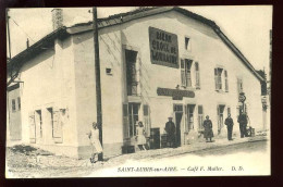 55 - SAINT-AUBIN-SUR-AIRE - CAFE DE LA POSTE F. MULLER - POMPE A ESSENCE - EDITEUR MULLER - Other & Unclassified
