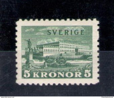 1931 Svezia N. 223a - 5 Corone Verde - Carta Bianca - MNH** - Otros & Sin Clasificación