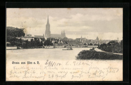 AK Ulm A. D., Flusspartie Mit Blick Zum Ort  - Ulm