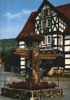 72483725 Bad Grund Moorheilbad Wegweiser Oberharzer Hof Restaurant Fachwerkhaus  - Altri & Non Classificati