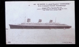 Cp, Bateaux, Le Grand Paquebot NORMANDIE De La Compagnie Générale Transatlantique, écrite 1936 - Steamers