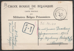 Carte Postale (Croix-Rouge) Pour Militaires Belges Prisonniers Càd CHARLEROI /26 X 1940 Pour Stalag XC 296 - Cachet Cens - Kriegsgefangenschaft