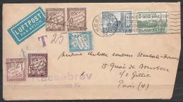 Danemark - L. Avion Affr. 35ö Flam. KOBENVN /19 SEPT 1937 (Copenhague) Pour Et Taxée 1f95 à PARIS - Griffe "Kassebrev /  - Brieven En Documenten