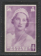 Belgique - N°414 * Deuil Reine Astrid 50c+10c Lilas Rose - Pli Accordéon - Trace De Charnière - Ongebruikt