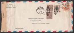 USA - L. Avion EP 6c + 1$14 Flam. CINCINNATI /JUL 20/ OHIO/ 1942 Pour LEOPOLDVILLE - Bande Censure CONGO BELGE 20 (au Do - Briefe U. Dokumente