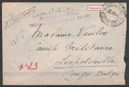 L. Franchise Corps Expéditionnaire Au Nigeria - Càd "POSTE MILITAIRE /7-II-1943/ CONGO BELGE N°4" Pour Camp Militaire De - Briefe U. Dokumente