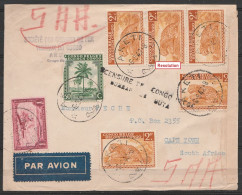 L. Avion Affr. N°254 + 260x5 + PA8 Càd AKETI /-6-8-1942 Pour CAPE TOWN - Griffe "CENSURE DU CONGO BELGE / BUREAU DE BUTA - Brieven En Documenten