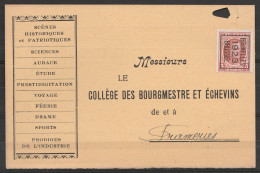CP Pub (sans Talon Réponse) Entreprise De Spectacle Affr. PREO 3c Brun-rouge (N°192) [BRUXELLES / 1923 / BRUSSEL] Pour B - Typografisch 1922-31 (Houyoux)