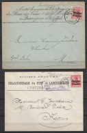 2 Lettres Entête Charbonnages Quaregnon Ert Pâturages Affr. N°OC3 Càd QUAREGON & PATURAGES 1916 Pour MONS - OC1/25 Gobierno General