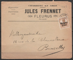 L. Entête "Charbons Jules Frennet Fleurus" Affr. N°OC15 Càd Relais De Guerre FLEURUS /23 VIII 191? Pour BRUXELLES - OC1/25 Gobierno General