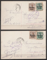 Lot De 2 Cp Femmes Avec Chapeau Affr. N°OC11+OC12 Càd BRUXELLES /1917 Pour MOUSTIER - Cachet Censure Militaire Allemande - OC1/25 Generalgouvernement 