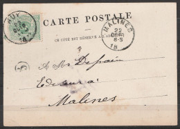 CP Libraire Charpentier & Edmond Affr. N°45 Càd HUY /22 OCT 1887 Pour MALINES - Càd Arrivée MALINES - Tarjetas 1871-1909