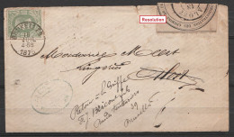 LSC Affr. N°30 Càd BRUXELLES /16 JUIL 1875 Pour ALOST - étiquet. De Fermeture Double Cercle Et Simple ALOST + "Inconnu"  - 1869-1883 Leopold II