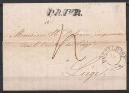 L. Datée 16 Juillet 1849 De Düsseldorf Càd "DUSSERLDORF /17/7" Pour Imprimeur De L'Evéché De Liège à LIEGE - Griffe "P.B - 1830-1849 (Belgio Indipendente)