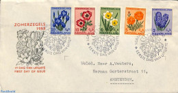 Netherlands 1953 Flowers FDC, Closed Flap, Typed Address, First Day Cover, Nature - Flowers & Plants - Covers & Documents