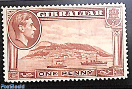 Gibraltar 1938 1p, Perf. 14, Stamp Out Of Set, Unused (hinged), Transport - Ships And Boats - Bateaux