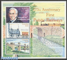 Lesotho 2000 Public Railways 3v M/s, Mint NH, Transport - Railways - Art - Bridges And Tunnels - Treni