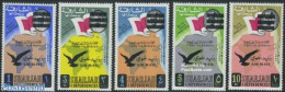 Sharjah 1965 Overprints 5v Airmail, Mint NH, History - Various - Maps - Aardrijkskunde
