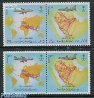 Saudi Arabia 1990 SAUDIA Airlines 2x2v [:], Mint NH, Transport - Various - Aircraft & Aviation - Maps - Avions