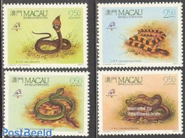 Macao 1989 Philexfrance, Snakes 4v, Mint NH, Nature - Reptiles - Snakes - Unused Stamps